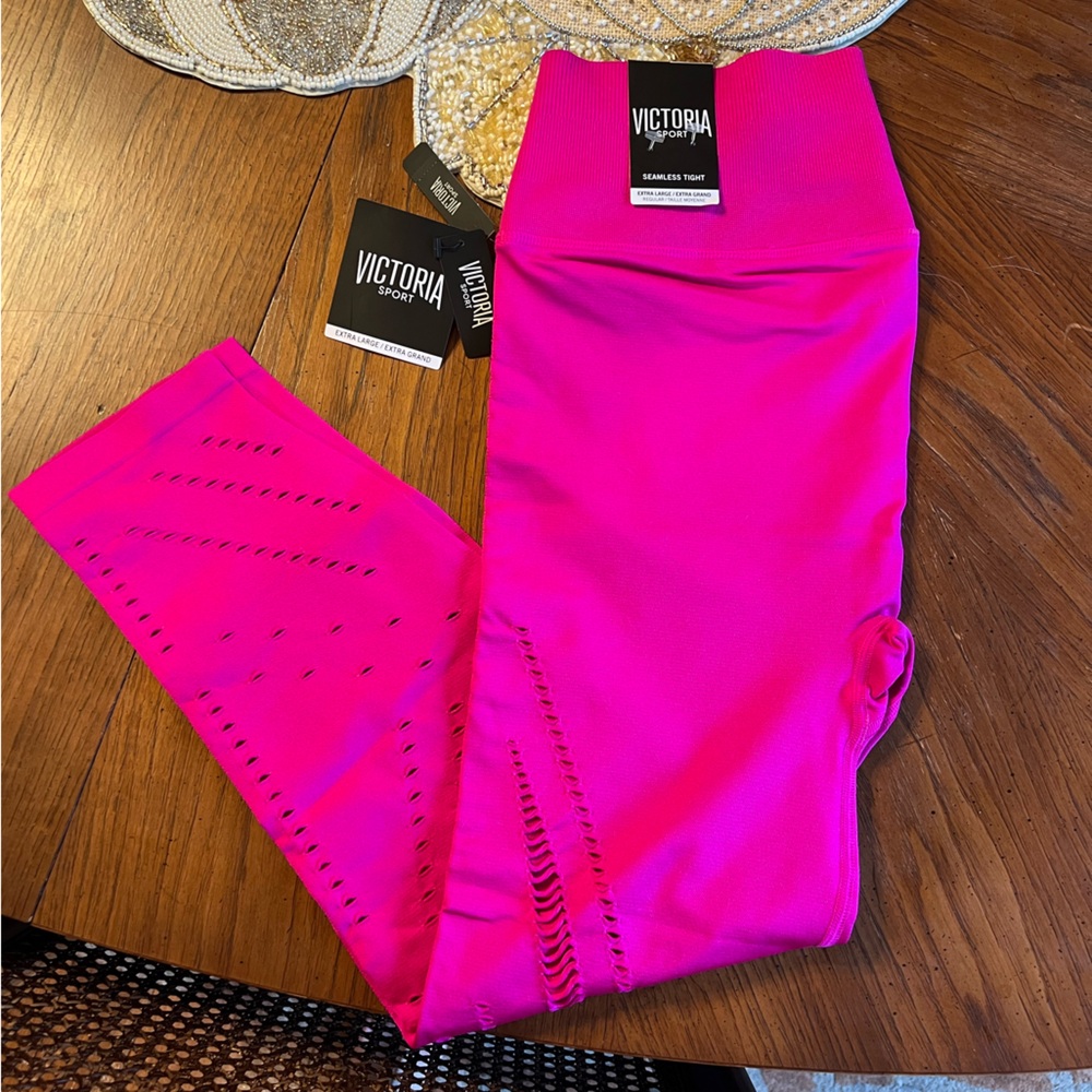 Victoria's Secret Hot Pink Leggings with perforations XL brand new